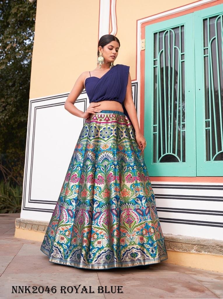 Urvika Banarasi Silk Royal Blue Lehenga Choli