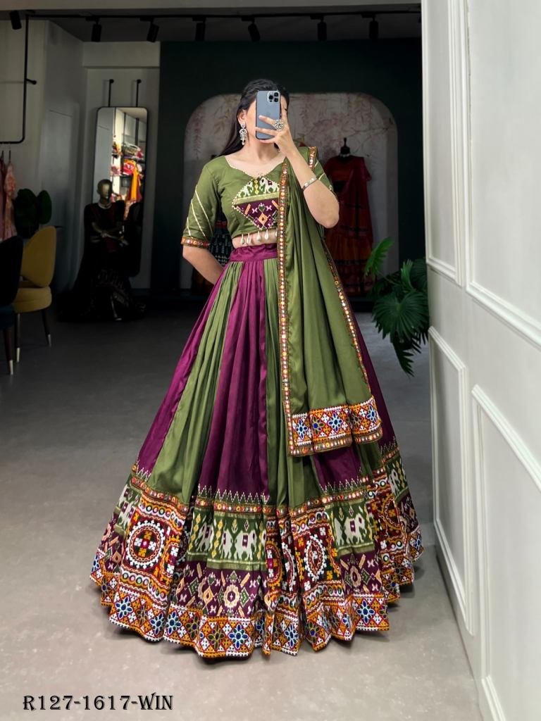 Wine New Transitional Rayon Navratri Lehenga Choli With Gamthi Work Or Printed