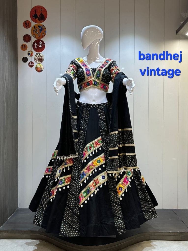 8 Meter Flare Chaniya Choli In Jam Cotton With Bandhani Print