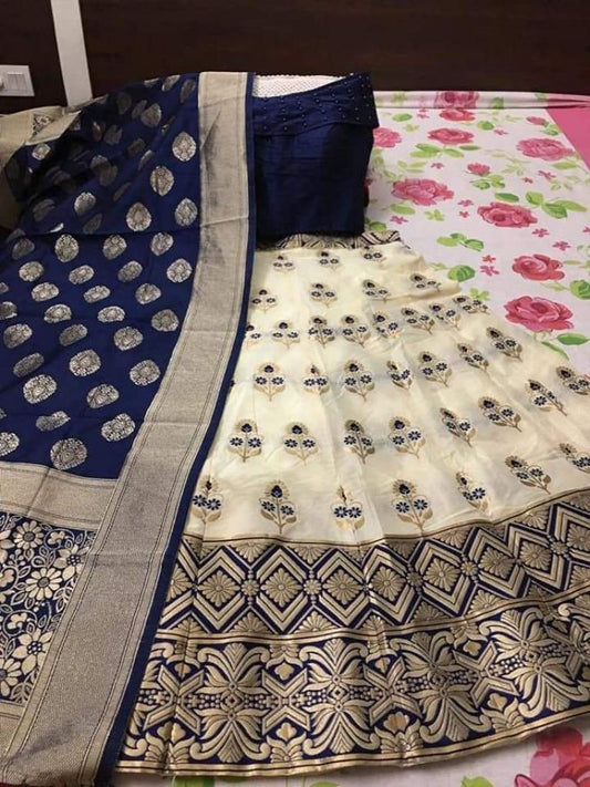 Banarasi brocade Lehenga With Stitched Blouse And Banarasi Dupatta