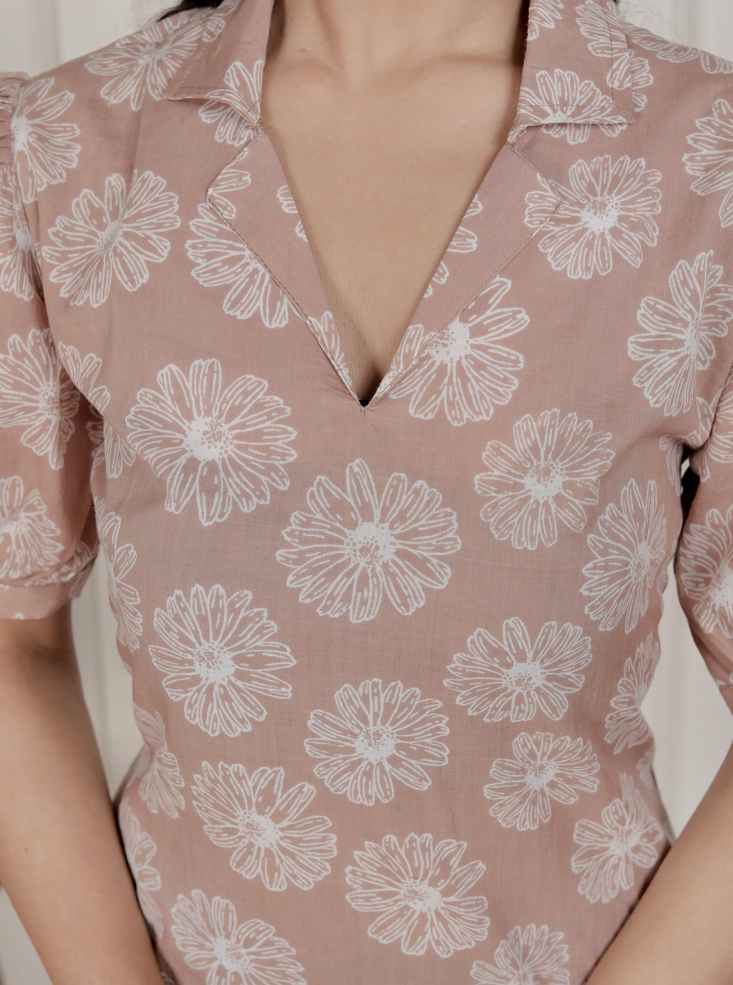 Miravan Womens Puff Sleeve Pure Cotton Printed Maxi Dress