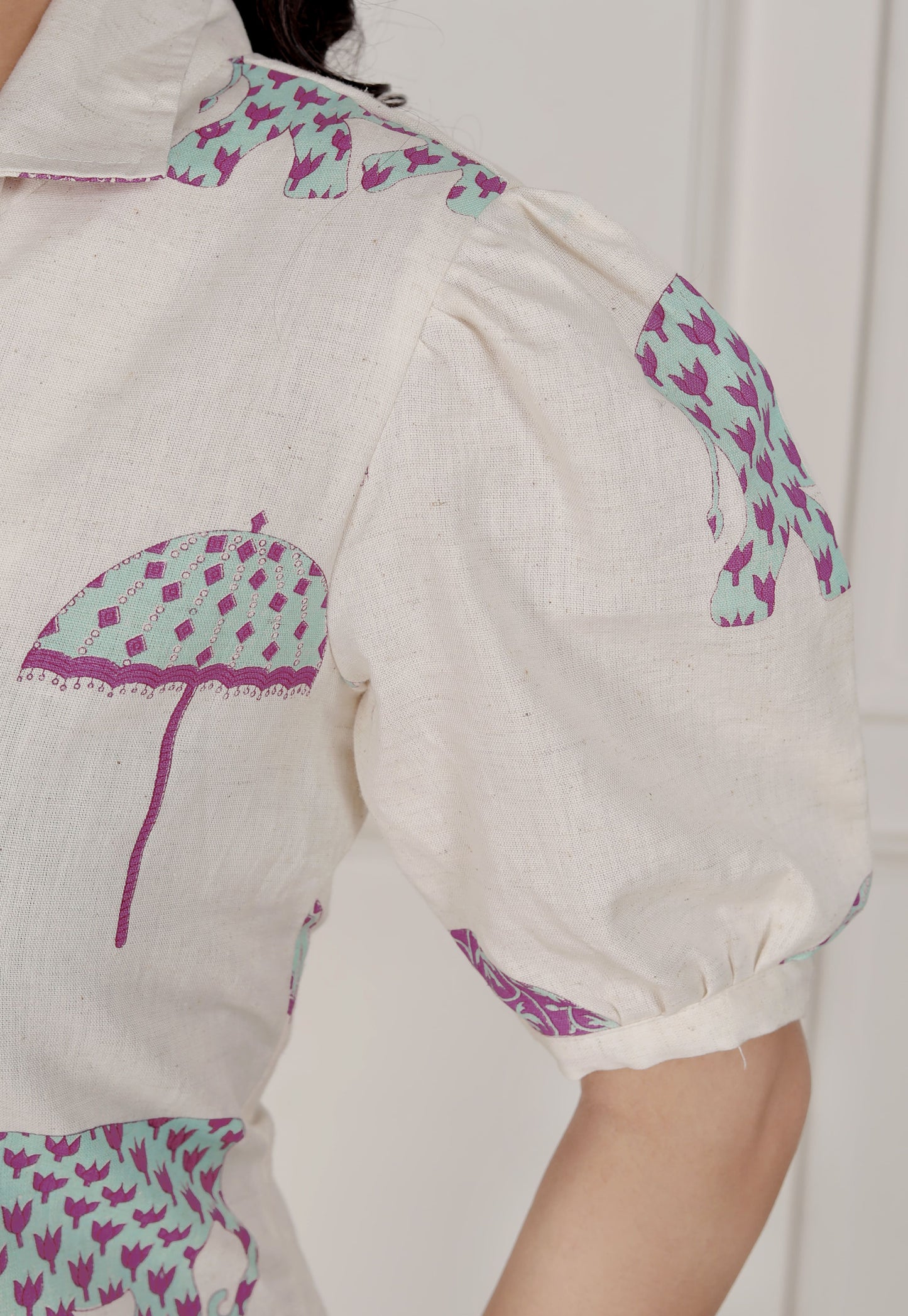 Miravan Womens Flex cotton Short sleeve Off White Animal print A-Line Maxi dress