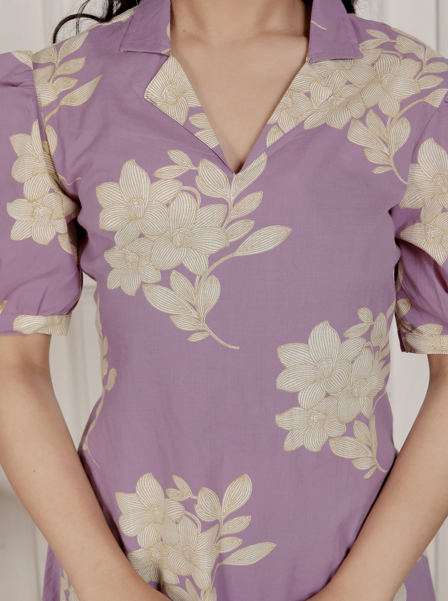 Miravan Womens Lavender Floral printed A-Line Maxi Dress