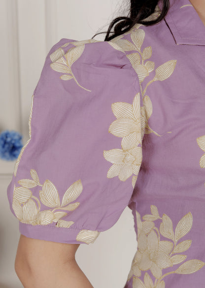 Miravan Womens Lavender Floral printed A-Line Maxi Dress