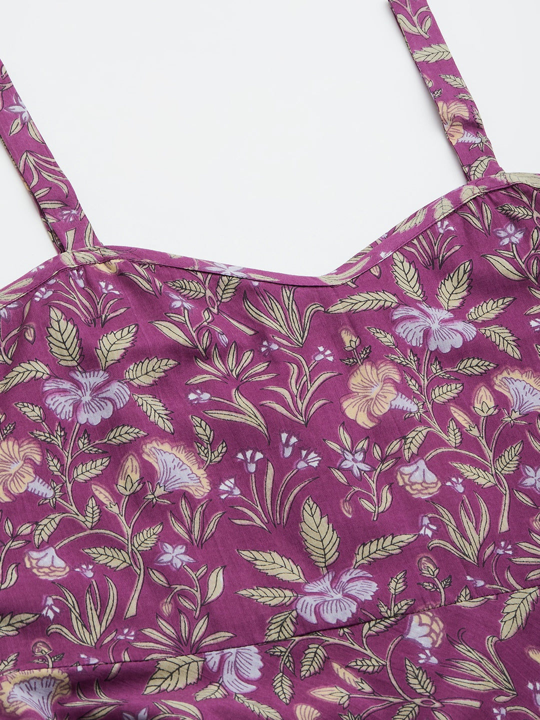 Women's Purple Floral Printed Midi Length Dress - Miravan