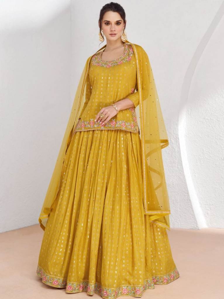 Aashirwad Creation Aaarzoo 9912 Series Yellow Lehenga