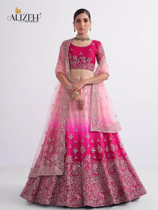Alizeh Shades 1070 Pink Heavy Net Lehenga Choli