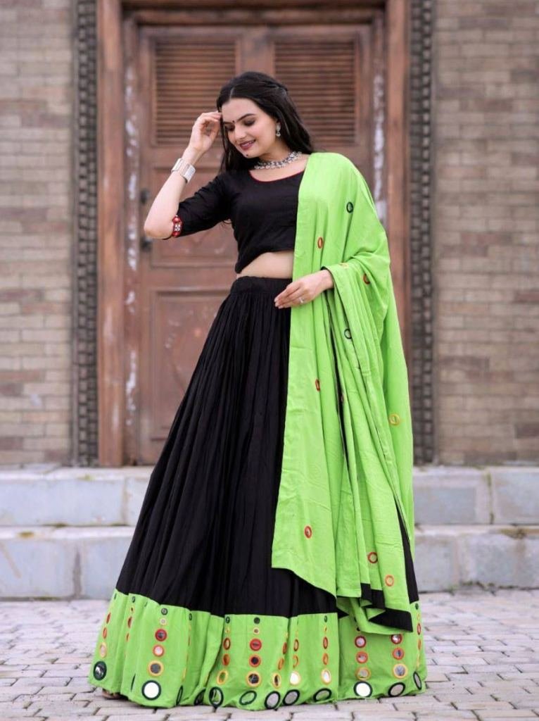 Attractive Rayon Real Mirror Works Lehenga Choli
