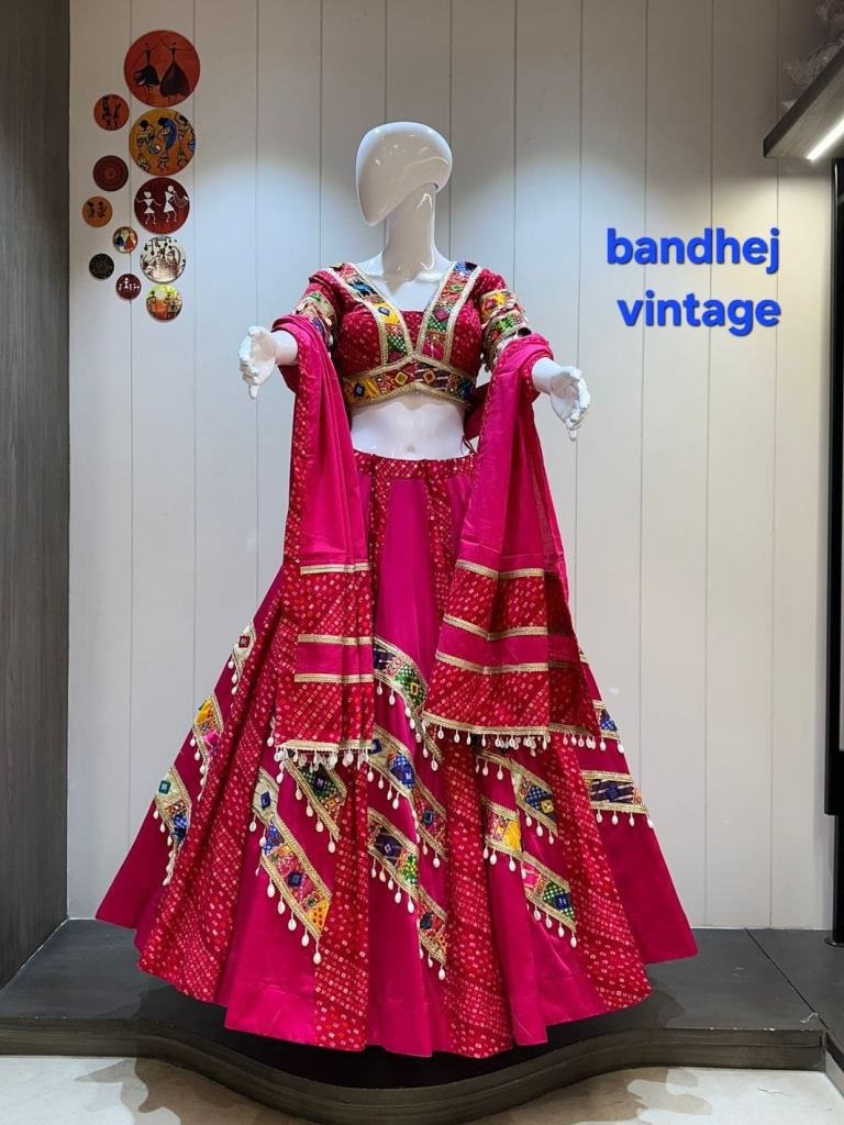 Bandhani Printed Jam Cotton Chaniya Choli With Heavy 8mtr Flare
