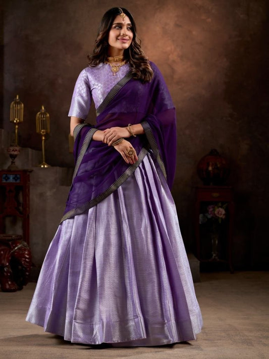 Beautiful Party Wear silk Lehenga Choli in  lavender colour