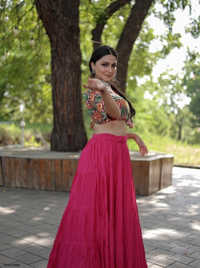 Beautiful Pink Readymade Rayon Lehenga Choli