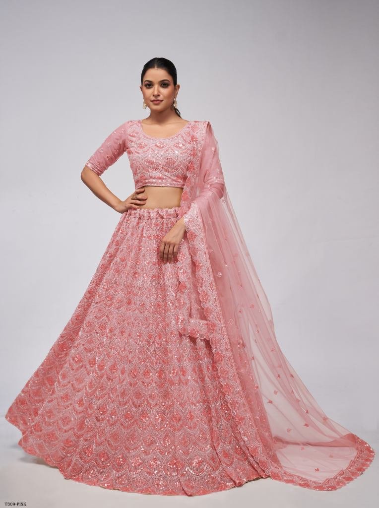 Beautiful Pink Soft Net Sequence Work Lehenga Choli