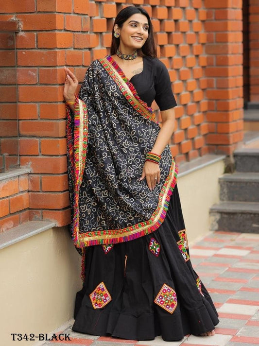 Best Collection Black Muslin Cotton Lehenga Choli