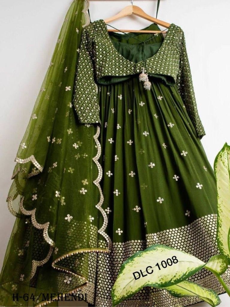 Best Collection Mehendi Georgette Lehenga Choli With Dupatta