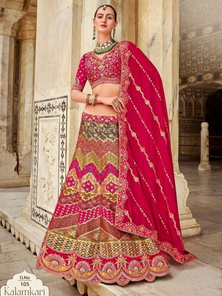 Bewitching Multi Color Embroidered Silk Wedding Lehenga Choli