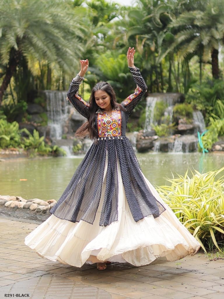 Black Navratri Collection Kora Cotton Lehenga Choli