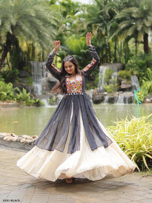 Black Navratri Collection Kora Cotton Lehenga Choli