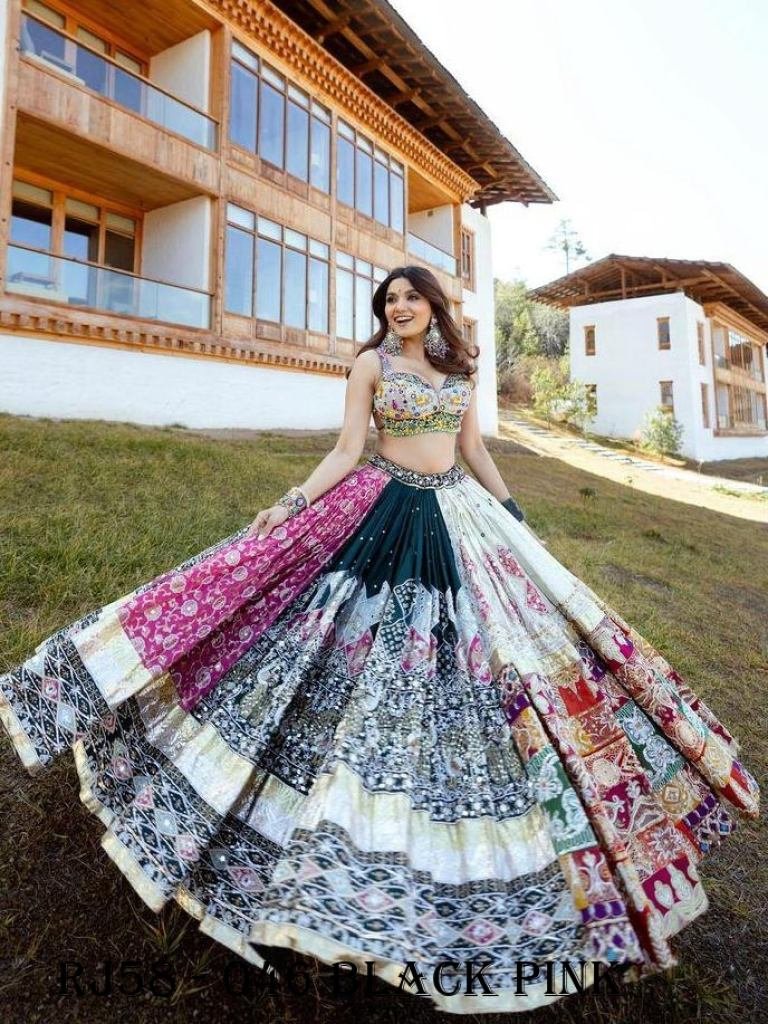 Black Pink mirror work gujarati garba chaniya choli