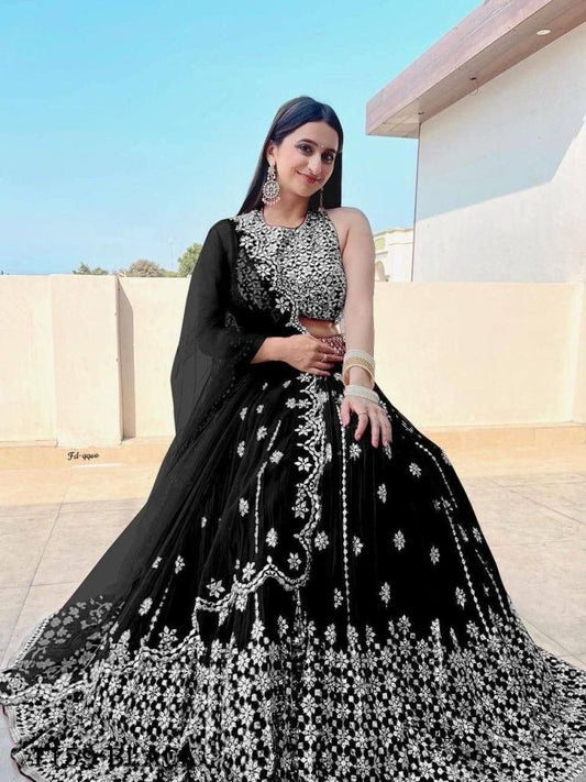 Buy Black Georgette With Design Work Lehenga Choli