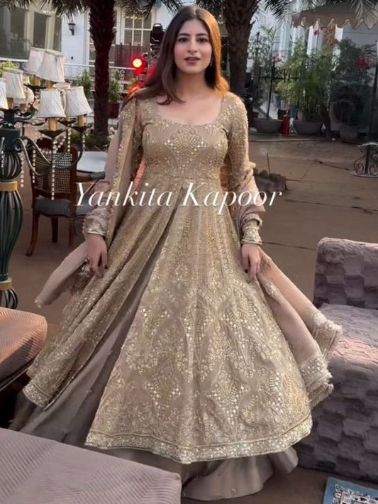 Chinon Silk Embroidery Sequence Work Lehenga Choli Dupatta