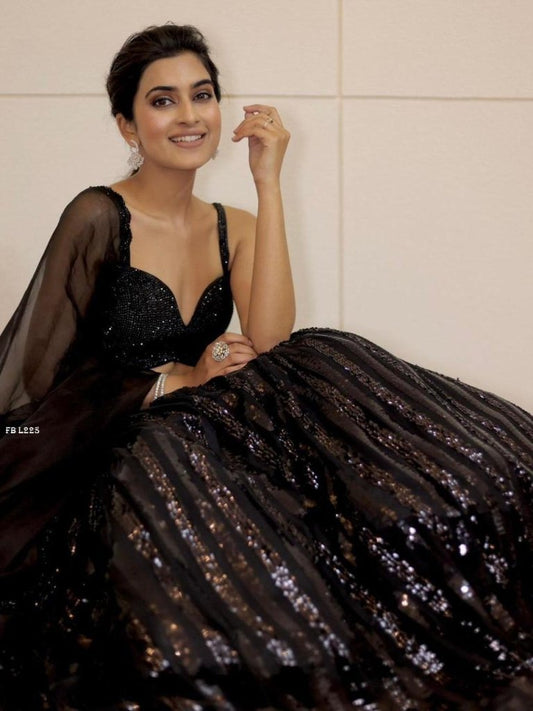 Cocktail Wear Hot Black Sequence Lehenga Choli