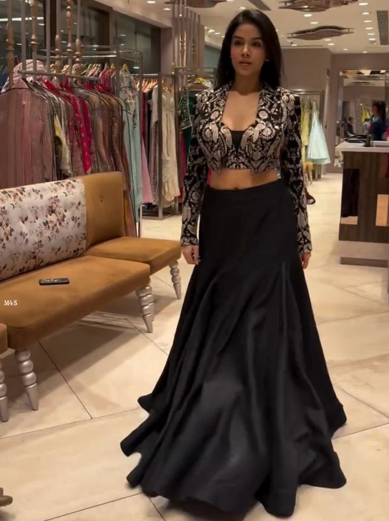 Delightful Silk With Thread Work Black Trending Three Piece Set