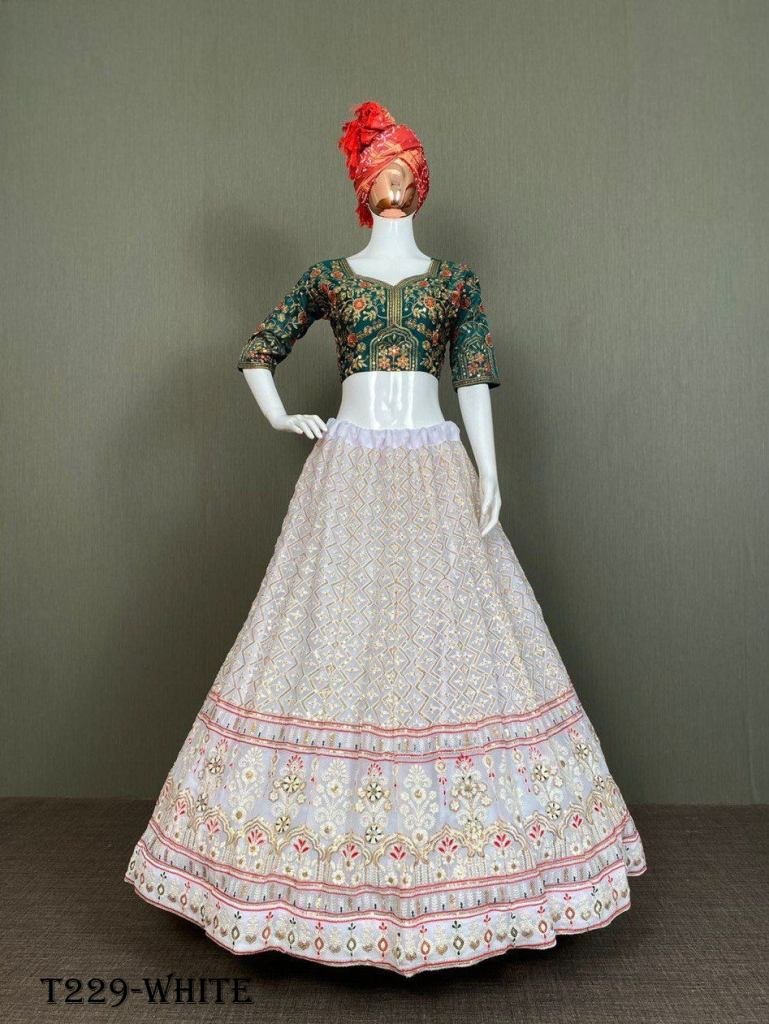 Designer Collection White Georgette Lehenga Choli