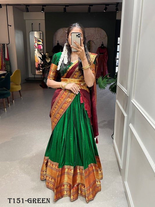 Designer Green Narayan Pet Cotton Lehenga Choli