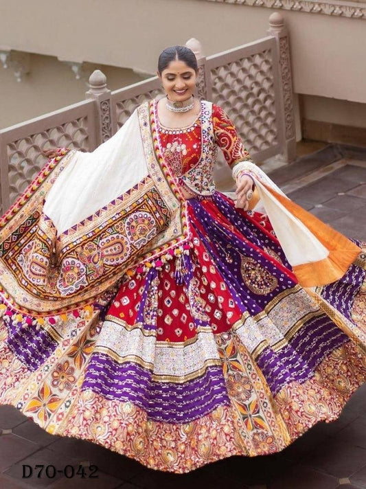 Designer Muslin Navratri Lehenga Choli with Embroidered Dupatta