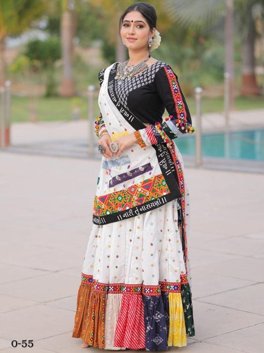 Digital Printed  Muslin Cotton Mix Colour Lehenga Choli