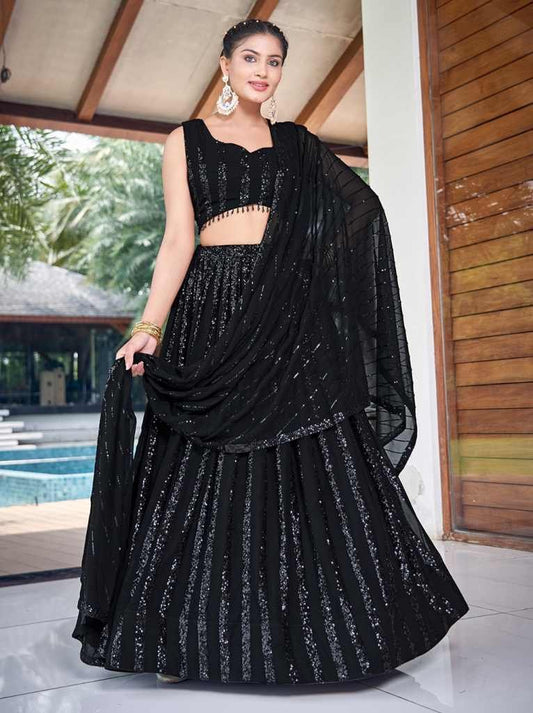 DJ Special Black Sequence Lehenga Choli by Fab Funda