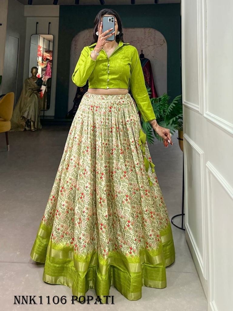 Dola Silk Floral Print Popati Lehenga