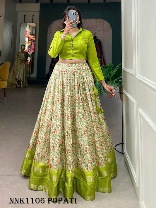 Dola Silk Floral Print Popati Lehenga