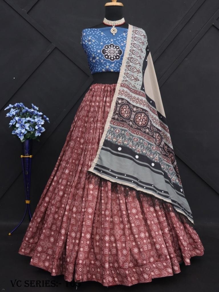 Elegant Digital Print Muslin Cotton Lehenga Choli By Fab Funda