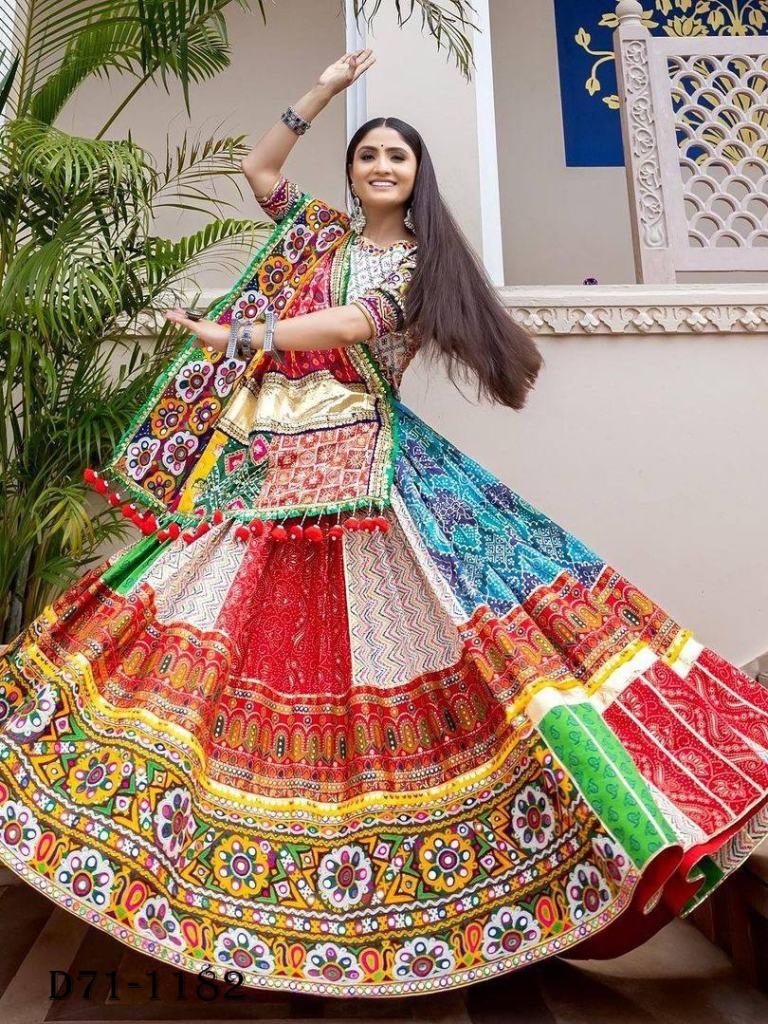 Elegant Printed Muslin Cotton Lehenga Choli for Navratri