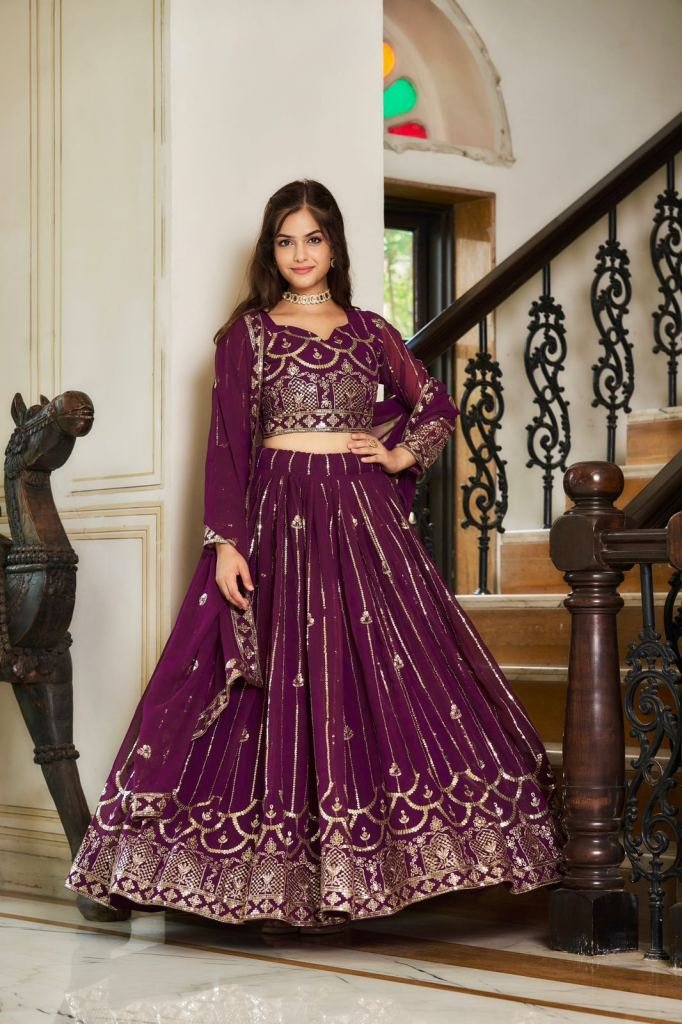 Embroidery And 5mm Sequence Work Georgette Lehenga Choli