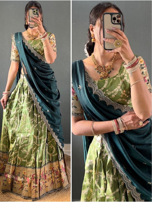 Embroidey Work Pista Colour Lehenga Choli Set