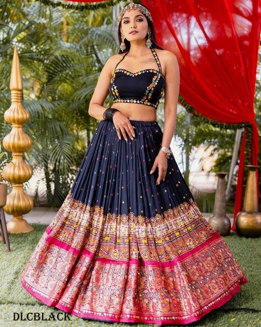Exclusive mirror with embroidered work Navratri lehenga choli