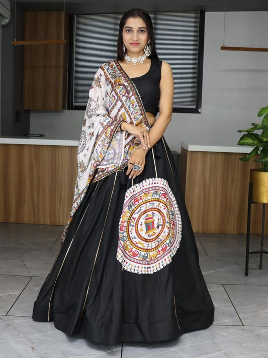 Fancy Black Patch Work Chaniya Choli For Women