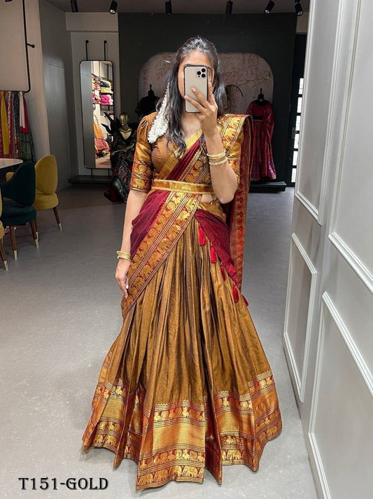 Fancy Gold  Narayan Pet Cotton Lehenga Choli