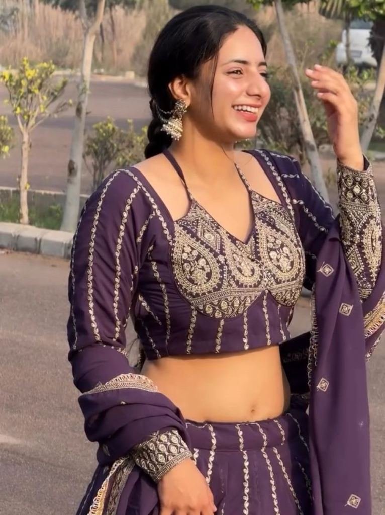 Faux Georgette Sequence Work Embroidered Lehenga Choli