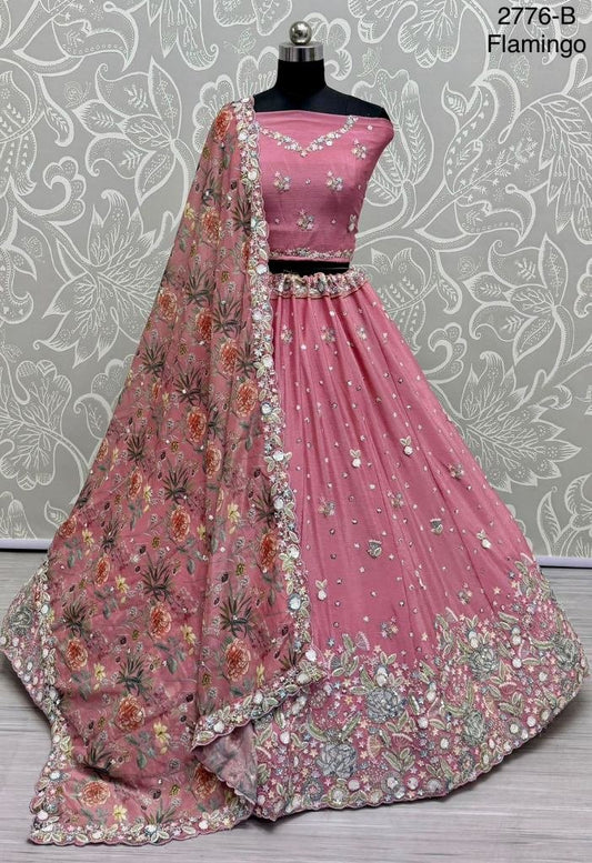 Flamingo Designer Wedding Lehenga Choli With Attractive Look