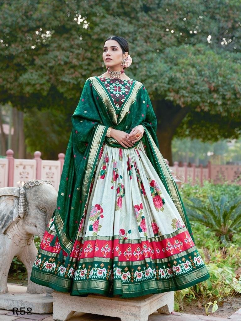 Floral And Patola Print Tussar Silk Lehenga Choli