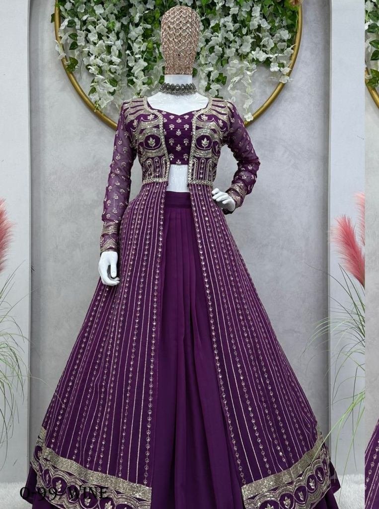 Fox Georgette Wine Lehenga Choli