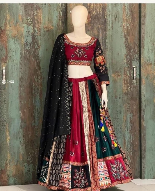 Garba Special Digital Printed Crepe Semi Stitched Lehenga Choli by Fab funda