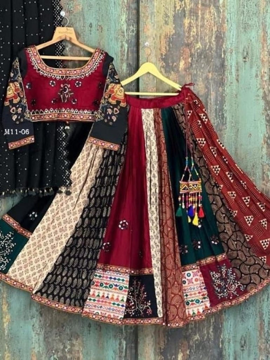 Garba Special Mix Digital Printed Crepe Semi Stitched Lehenga Choli