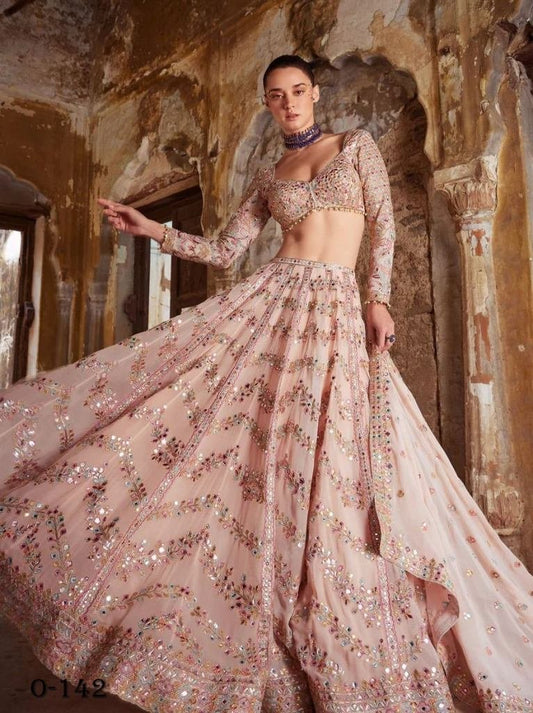Georgette Peach Lehenga set