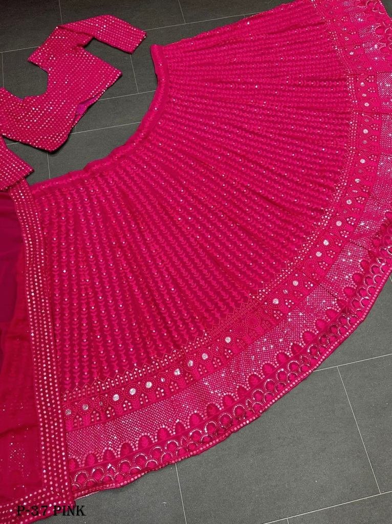 Georgette Pink Sequence Lehenga Choli With Dupatta