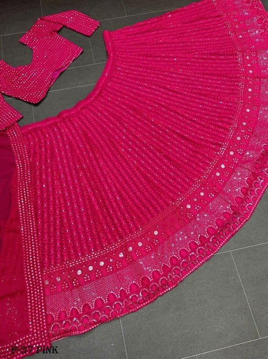 Georgette Pink Sequence Lehenga Choli With Dupatta