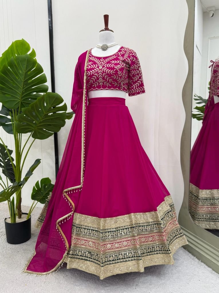 Georgette Thread Sequence Work Pink Lehenga Choli